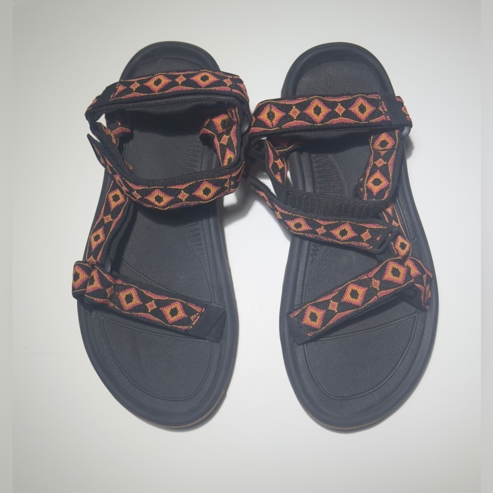 Teva Black and Orange Geometric Sandals for Men 🩴 🧡 - Picture 2 of 11
